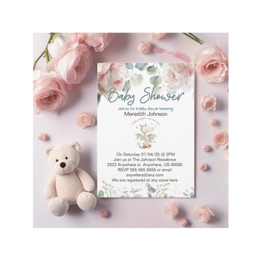 Invitation Un Dragon Bébé est sur le chemin Baby shower Invit