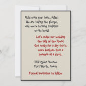 Invitation Un Drôle Drôle Cartoon Photo Face Mariage Enregist (Dos)