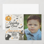 Invitation Un Éffrayant | 1er anniversaire Halloween (Devant / Derrière)