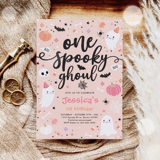 Invitation Un Éffrayant Ghoul Cute Halloween Ghost 1er annive