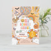 Invitation Un Éffrayant Ghoul Retro Halloween Premier anniver (Debout devant)