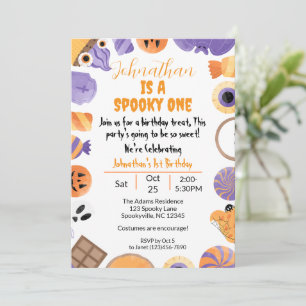 Invitation Un Éffrayant" Halloween 1er anniversaire Invitatio