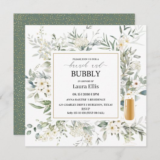 Invitation Un élégant brunch à fleurs fleurs sauvages et une  (Devant / Derrière)