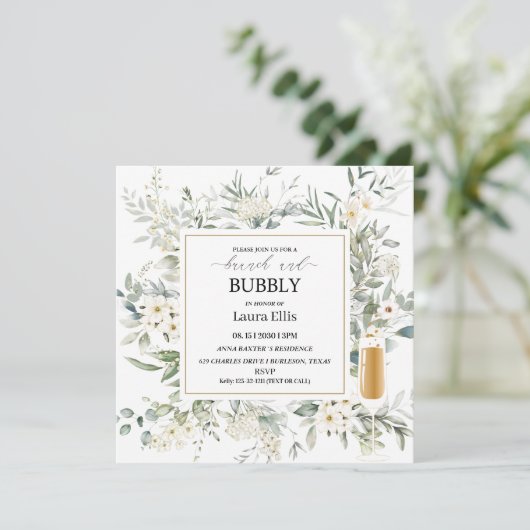 Invitation Un élégant brunch à fleurs fleurs sauvages et une (Debout devant)