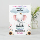 Invitation Un éléphant blanc bois Anniversaire 1er anniversai (Debout devant)