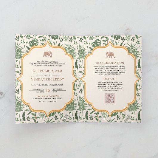 Invitation Un éléphant de forêt tropicale en un seul Mariage  (Intérieur)