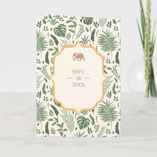 Invitation Un éléphant de forêt tropicale en un seul Mariage  (Dos)