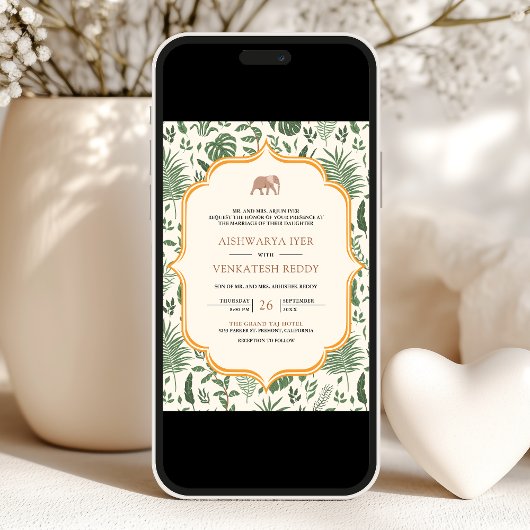 Invitation Un éléphant de forêt tropicale en un seul Mariage 