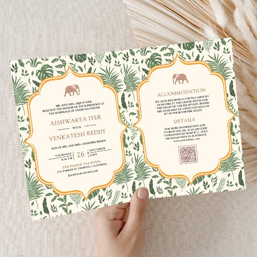 Invitation Un éléphant de forêt tropicale en un seul Mariage