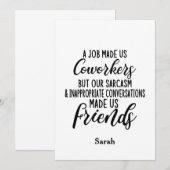 Invitation Un emploi nous a fait collègues, amitié entre coll (Devant / Derrière)