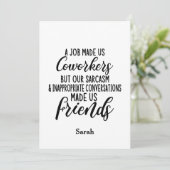 Invitation Un emploi nous a fait collègues, l'amitié entre co (Debout devant)