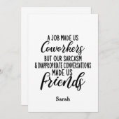 Invitation Un emploi nous a fait collègues, l'amitié entre co (Devant / Derrière)