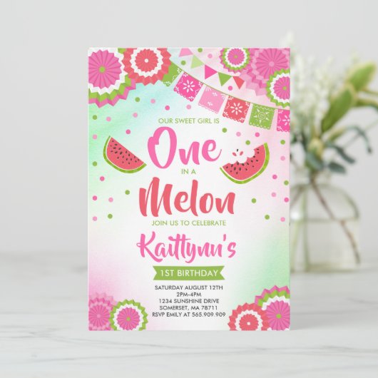 Invitation Un en partie de melon d'invitation d'anniversaire (Debout devant)