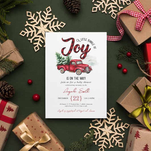 Invitation Un ensemble de Joy Red Plaid Baby shower Invitatio