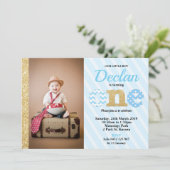 Invitation UN ęr or de bleu de garçons d'invitations de fête (Debout devant)