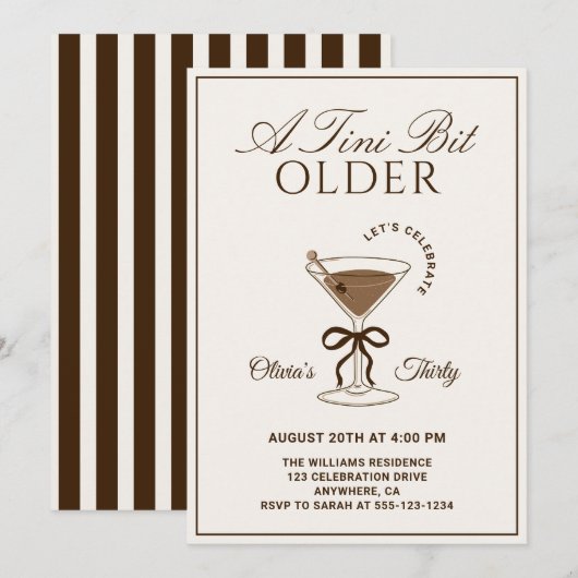 Invitation Un Espresso Martini Un Peu Plus Vieux pour un 30e (Devant / Derrière)