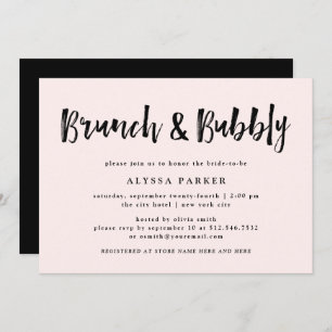 Invitation Un esprit moderne   Brunch rose pâle et mousseux
