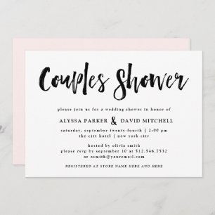 Invitation Un esprit moderne Douche Couples Noir et Blanc