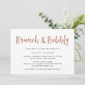 Invitation Un esprit moderne | Faux Rose Gold Brunch et Bubbl (Debout devant)