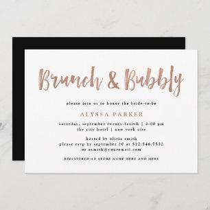 Invitation Un esprit moderne Faux Rose Gold Brunch et Bubbl