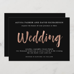 Invitation Un esprit moderne   Faux Rose Gold sur Mariage noi