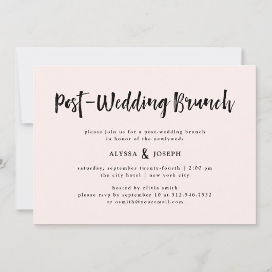 Invitation Un esprit moderne | Mariage de poste Brunch rose p (Devant)