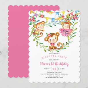 Invitation Un est Fun Monkey 1er anniversaire