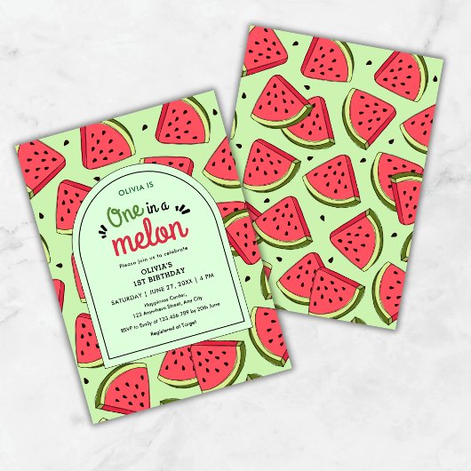 Invitation Un été melon Un melon d'eau pour un premier annive