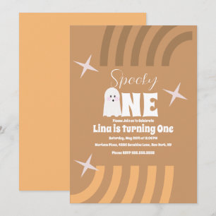 Invitation Un Fantôme Groovy Halloween Anniversaire Brun Effr