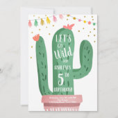 Invitation Un Fête de Cactus Wild One Birthday Let's Go Wild (Devant)