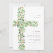 Invitation Un fleur sauvage de trèfle traverse le baptême Chr (Devant)