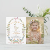 Invitation Un Fleur sauvage d'oie bête 1ère photo d'anniversa (Debout devant)