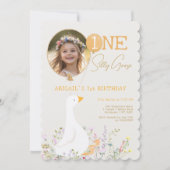 Invitation Un Fleur sauvage d'oie bête 1ère photo d'anniversa (Devant)