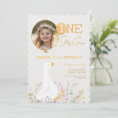 Invitation Un Fleur sauvage d'oie bête 1ère photo d'anniversa (Debout devant)