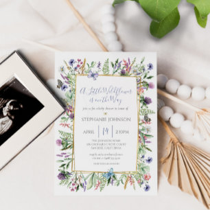 Invitation Un Fleur sauvage est sur le chemin Baby shower Inv