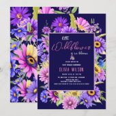 Invitation Un fleur sauvage rose vif et violet est en route # (Devant / Derrière)