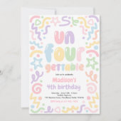 Invitation Un-Four-Gettable Confetti Balloon 4th Birthday  (Devant)
