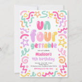 Invitation Un-Four-Gettable Confetti Balloon 4th Birthday (Devant)