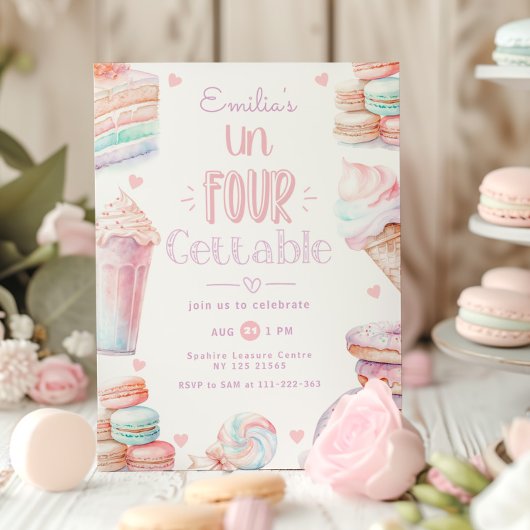 Invitation Un-Four Gettable pastel Sweets 4e anniversaire