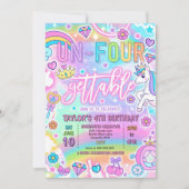 Invitation Un-Four-Gettable Princess Fairytale 4th Birthday (Devant)
