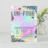 Invitation Un-Four-Gettable Rainbow Leopard 4th Birthday (Debout devant)