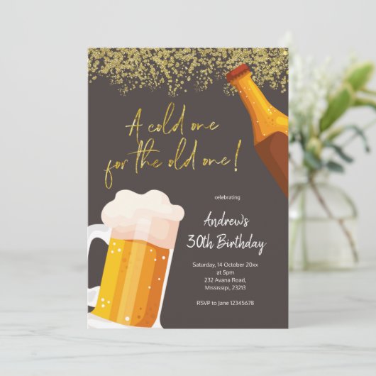 Invitation Un froid pour la vieille bière Anniversaire (Debout devant)