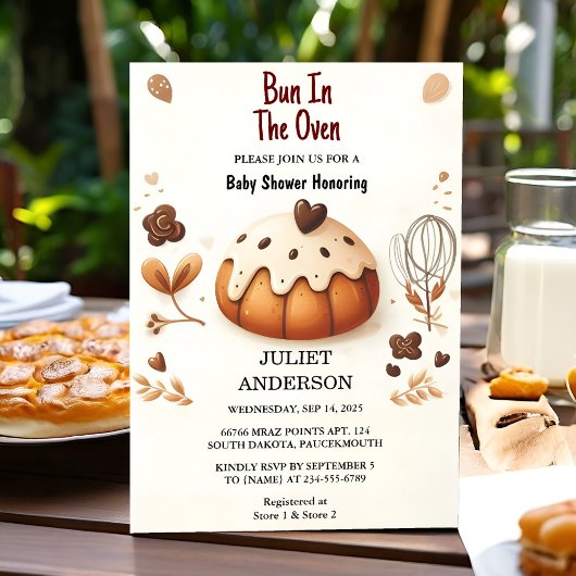 Invitation Un Fun Retro Boho Cake Bun Dans Le Baby shower Du