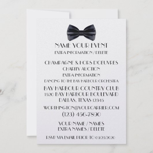 Invitation Un gala en tenue de soirée (Dos)