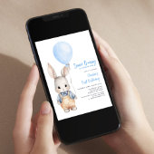 Invitation Un Garçon Bleu Bunny premier anniversaire