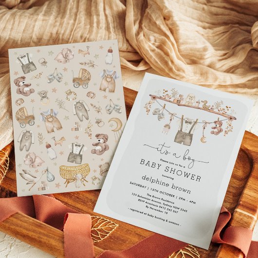 Invitation Un garçon | Boho moderne Boy Vêtements de garçon d