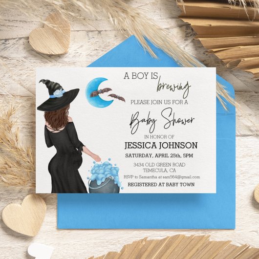 Invitation Un garçon brasse de l'aquarelle sorcière personnal