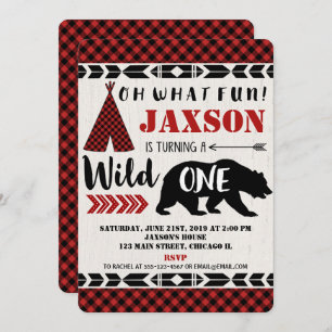 Invitation Un garçon d'invitation 1er anniversaire sauvage