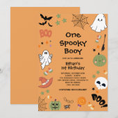 Invitation Un garçon Éffrayant mignon fantôme Halloween 1er a (Devant / Derrière)