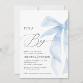 Invitation Un garçon | Élégant Baby shower de Bow Bleu Classy (Devant)